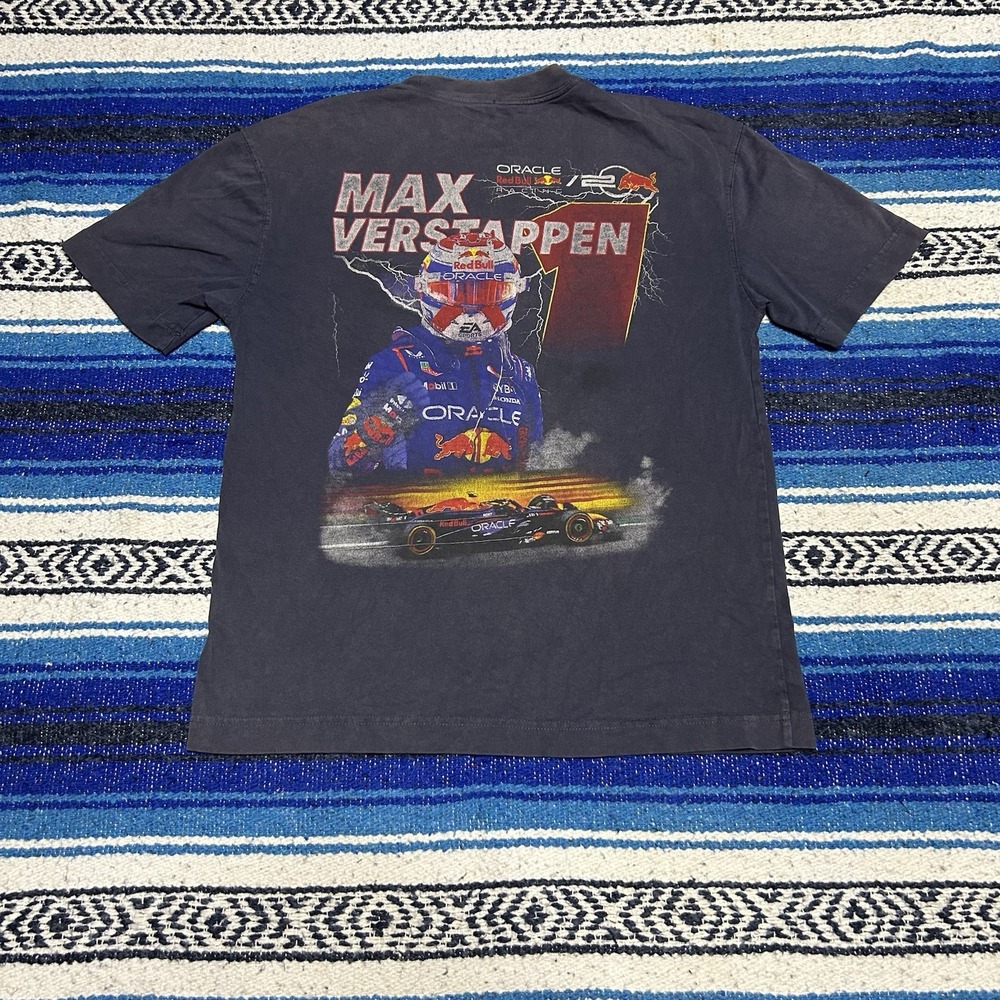 Hollister F1 Racing Max Verstappen T-Shirt Mens Medium Faded Black Short Sleeve